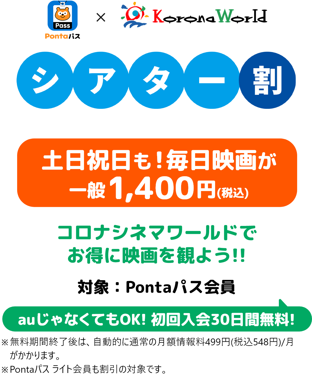 au x コロナシネマワールド シアター割